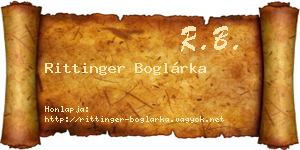 Rittinger Boglárka névjegykártya